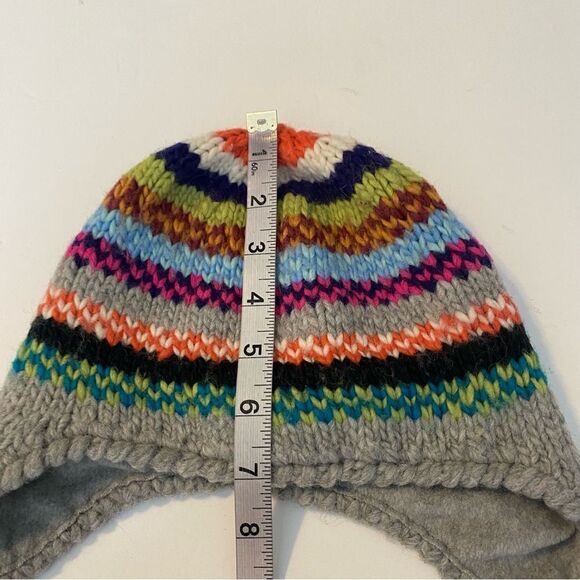 Billabong unisex colorful rainbow wool blend fleece lined ear flap ties hat OS - Picture 4 of 9